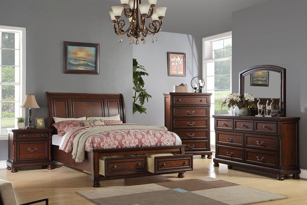 CALIFORNIA KING BED/ANTIQUE CHERRY FINISH