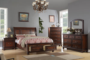 EASTERN KING BED/ANTIQUE CHERRY FINISH