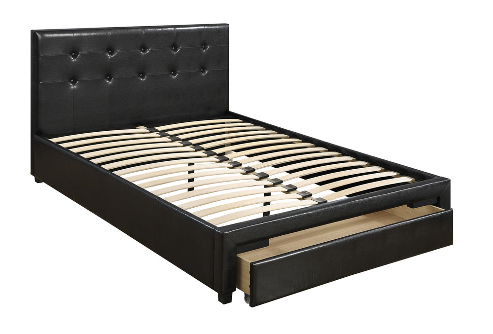 FULL BED W/DRAWER-BLACK PU