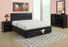 FULL BED W/DRAWER-BLACK PU