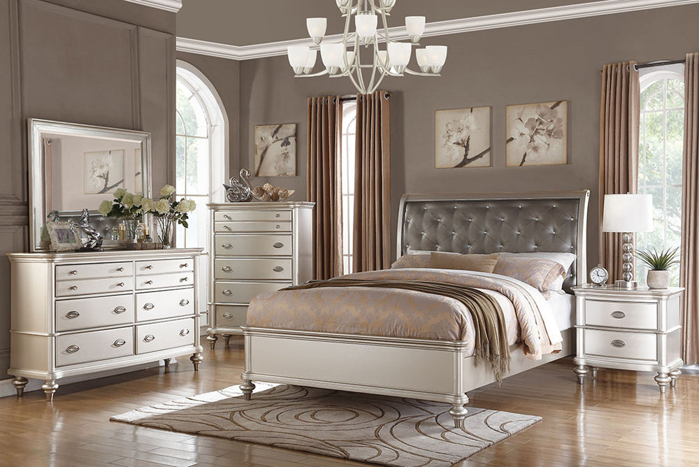 QUEEN BED/SILVER FINISH