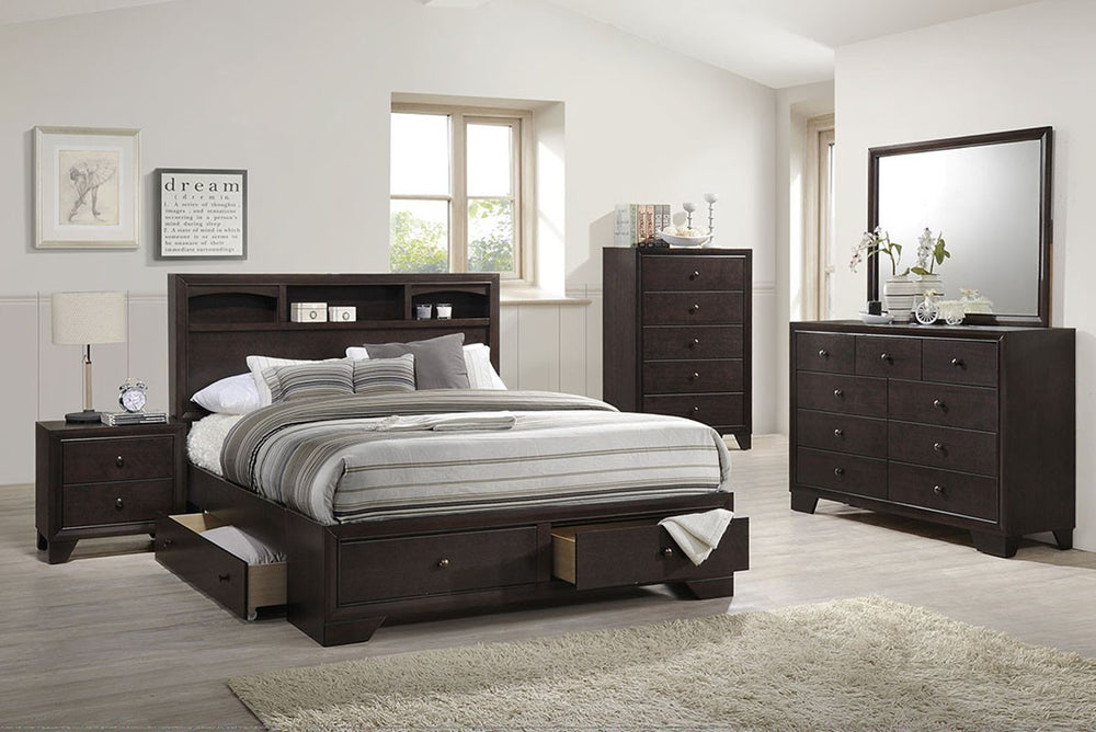 QUEEN BED/DARK WALNUT