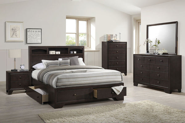 QUEEN BED/DARK WALNUT