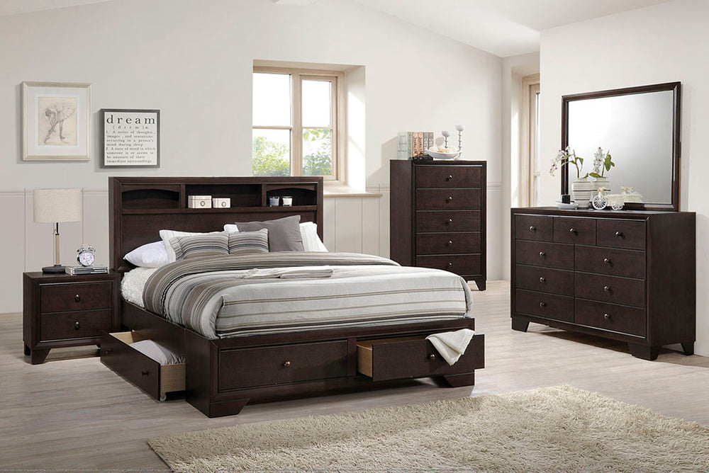 QUEEN BED/DARK WALNUT
