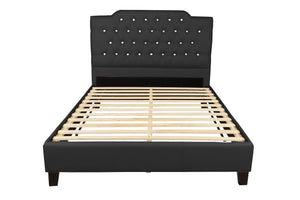 QUEEN BED/BLACK PU