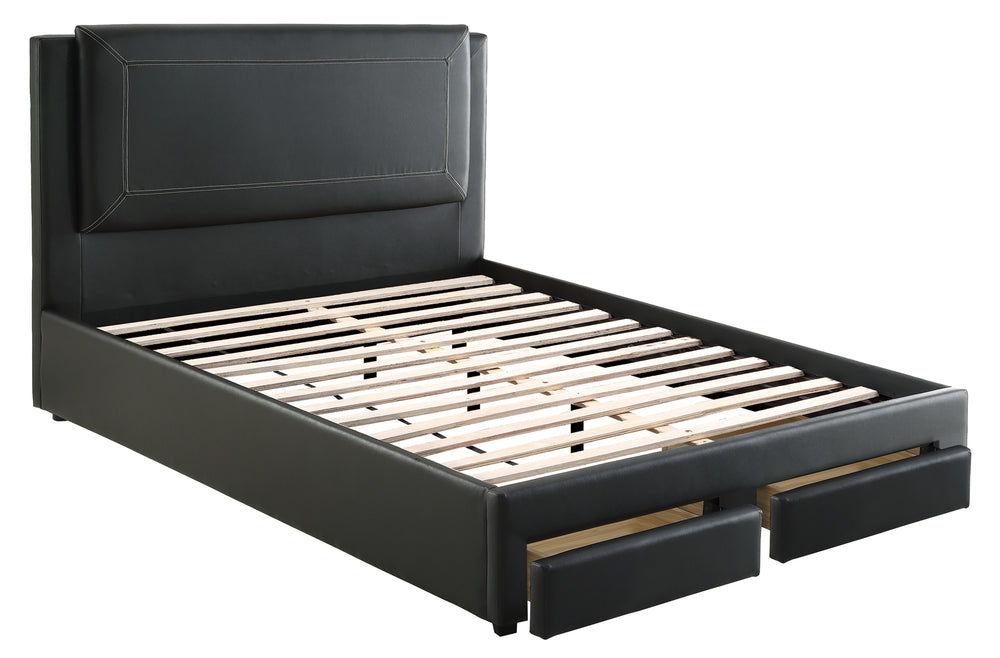QUEEN BED/BLACK PU