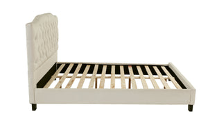 QUEEN BED/PU-WHITE