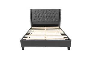 FULL BED/NAILHEAD TRIM/FABRIC-BLUE GREY