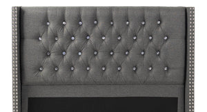FULL BED/NAILHEAD TRIM/FABRIC-BLUE GREY