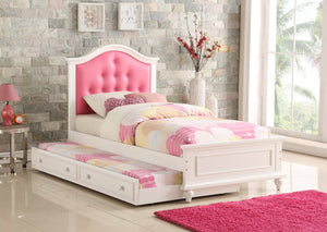 TWIN BED W/TRUNDLE-PINK+WHITE