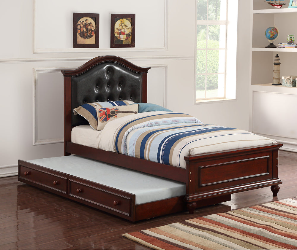 TWIN BED W/TRUNDLE-BLACK+CHERRY
