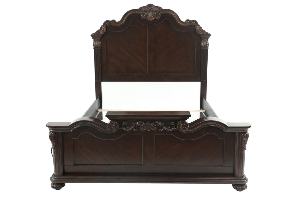 EASTERN KING BED/VANEER/DARK WALNUT