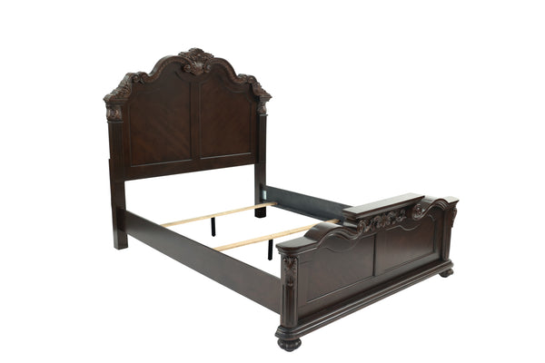 EASTERN KING BED/VANEER/DARK WALNUT