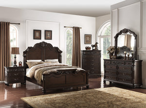 QUEEN BED/VANEER/DARK WALNUT