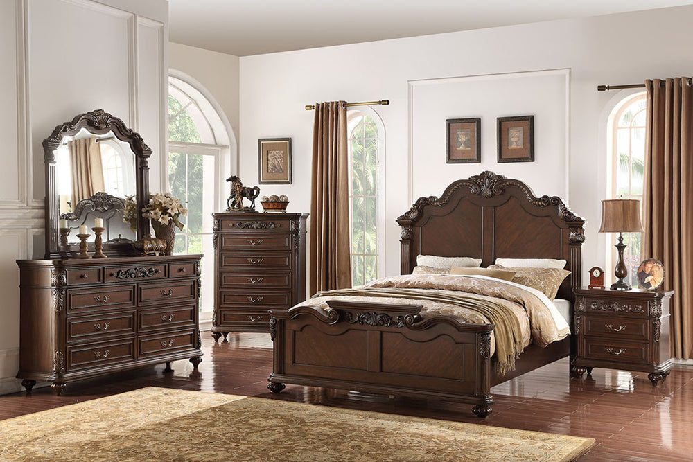 QUEEN BED/VANEER/DARK WALNUT