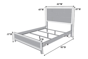 QUEEN BED/PU FOIL GREY
