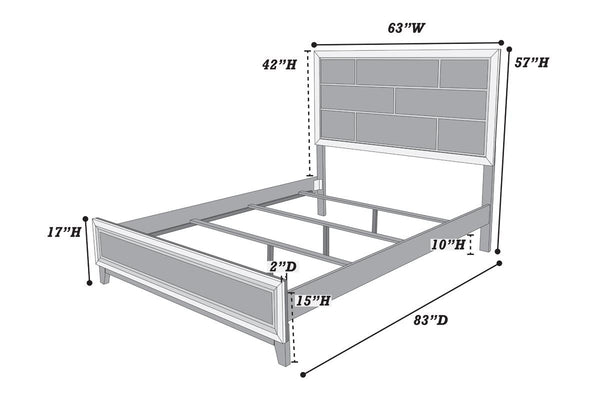 QUEEN BED/PU FOIL GREY