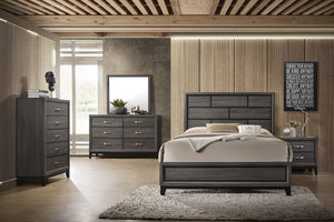 QUEEN BED/PU FOIL GREY