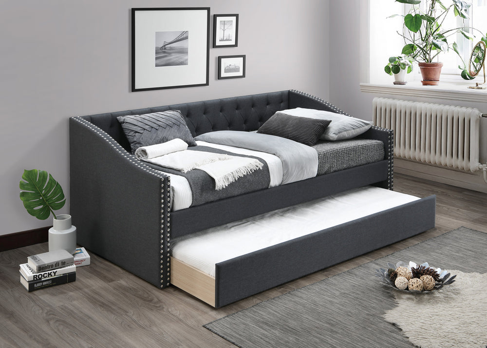 DAY BED/CHARCOAL BURPLAP