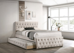 FULL BED W/TRUNDLE-LIGHT BROWN BURLAP