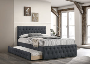 FULL BED W/TRUNDLE-CHARCOAL BURLAP