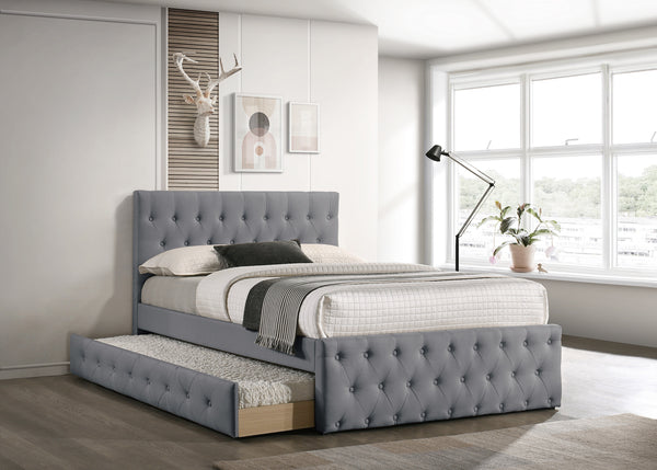 FULL BED W/TRUNDLE-LIGHT GREY BURLAP
