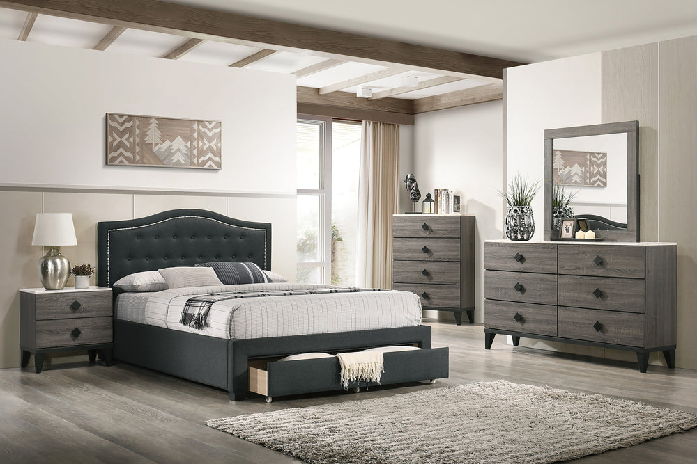 CK BED CHARCOAL BURLAP