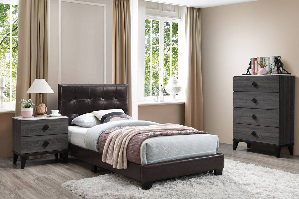 TWIN BED/BROWN PU