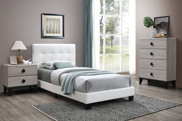 TWIN BED/WHITE PU