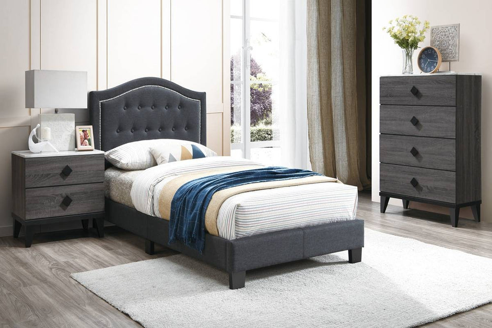 TWIN BED/CHARCOAL BURPLAP