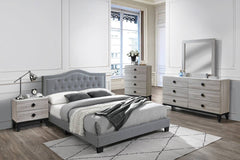 QUEEN BED/GREY VELVET