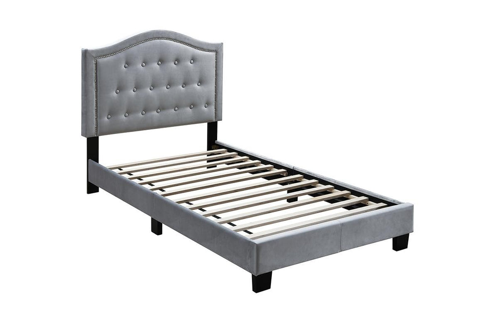 TWIN BED/GREY VELVET