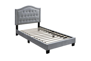 TWIN BED/GREY VELVET