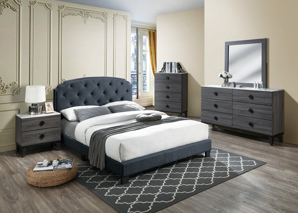 FULL BED/CHARCOLE BURPLAP