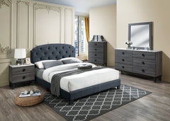 QUEEN BED/CHARCOLE BURPLAP