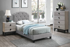 TWIIN BED/LIGHT GREY BURPLAP