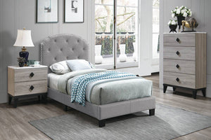 TWIIN BED/LIGHT GREY BURPLAP