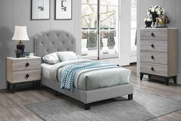 TWIIN BED/LIGHT GREY BURPLAP