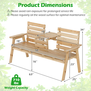 The middle table creates the perfect space for your items<br>Simply fold the table to enjoy extra seating when not in use<br>Avoid accidental unfolding thanks to the safety latch<br>58" x 18" seating area for 2-3 people sitting together<br>Stable and dura