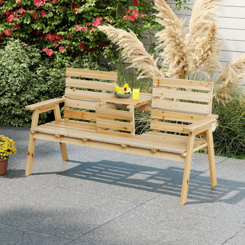 The middle table creates the perfect space for your items<br>Simply fold the table to enjoy extra seating when not in use<br>Avoid accidental unfolding thanks to the safety latch<br>58" x 18" seating area for 2-3 people sitting together<br>Stable and dura