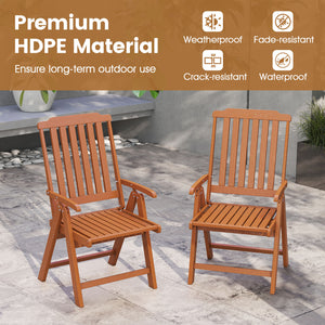Effortless to fold into a compact size  easy to move around  save storage space<br>Crafted of weatherproof HDPE  waterproof  fade-resistant  crack-resistant<br>Equipped with 304 stainless steel screws  rustproof  built to last<br>The curved back  wide sea