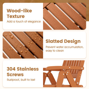 Effortless to fold into a compact size  easy to move around  save storage space<br>Crafted of weatherproof HDPE  waterproof  fade-resistant  crack-resistant<br>Equipped with 304 stainless steel screws  rustproof  built to last<br>The curved back  wide sea