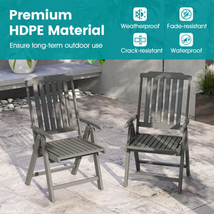 Effortless to fold into a compact size  easy to move around  save storage space<br>Crafted of weatherproof HDPE  waterproof  fade-resistant  crack-resistant<br>Equipped with 304 stainless steel screws  rustproof  built to last<br>The curved back  wide sea