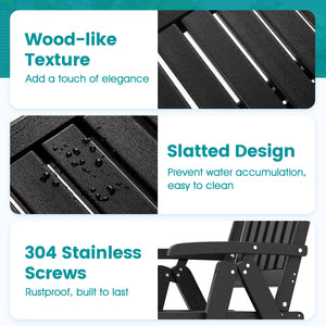 Effortless to fold into a compact size  easy to move around  save storage space<br>Crafted of weatherproof HDPE  waterproof  fade-resistant  crack-resistant<br>Equipped with 304 stainless steel screws  rustproof  built to last<br>The curved back  wide sea