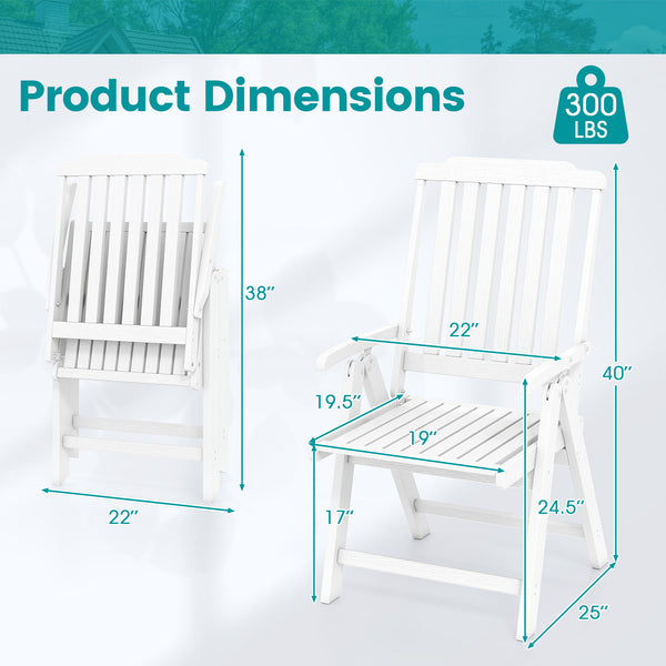 Effortless to fold into a compact size  easy to move around  save storage space<br>Crafted of weatherproof HDPE  waterproof  fade-resistant  crack-resistant<br>Equipped with 304 stainless steel screws  rustproof  built to last<br>The curved back  wide sea