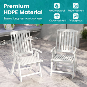 Effortless to fold into a compact size  easy to move around  save storage space<br>Crafted of weatherproof HDPE  waterproof  fade-resistant  crack-resistant<br>Equipped with 304 stainless steel screws  rustproof  built to last<br>The curved back  wide sea