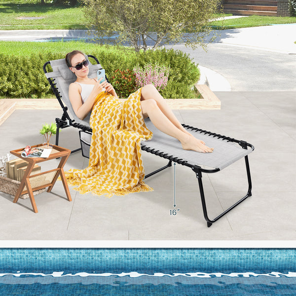 The backrest can be adjusted in 4 positions and the footrest in 2 positions<br>Multiple lounge modes: Sit-up Mode  Recline Mode  Flat-down Mode<br>Comes with a removable headrest to relax your head and neck<br>Made of premium fabric  breathable  skin-frie
