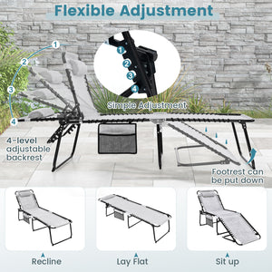 The backrest can be adjusted in 4 positions and the footrest in 2 positions<br>Multiple lounge modes: Sit-up Mode  Recline Mode  Flat-down Mode<br>Comes with a removable headrest to relax your head and neck<br>Made of premium fabric  breathable  skin-frie
