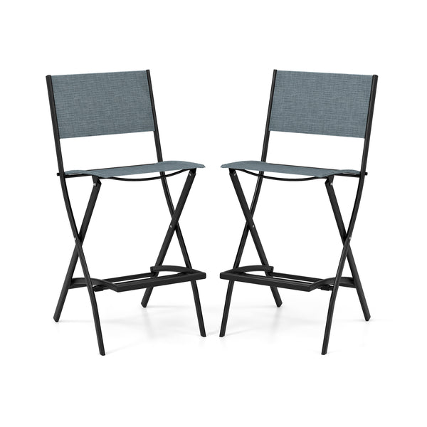 High-quality fabric is comfortable and durable for use<br>Sturdy metal frame provides bar stool with strong support<br>Practical footrest holds legs and feet to relieve pressure<br>Folding design for easy carry and space-saving storage <br>Reinforced back