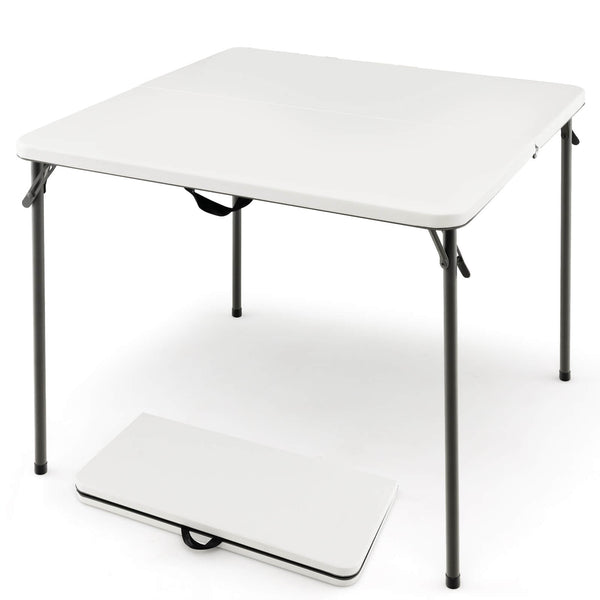 Sturdy steel frame for 330 lbs strong loading capacity<br>Add extra stability due to the reinforced triangular structure <br>Anti-scratch foot pads for floor protection<br>Perfect for outdoor use with rustproof steel surface and all-weather HDPE tabletop<